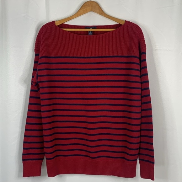 Gap Factory Red and Blue Striped Boatneck Sweater- NWT - Picture 1 of 14